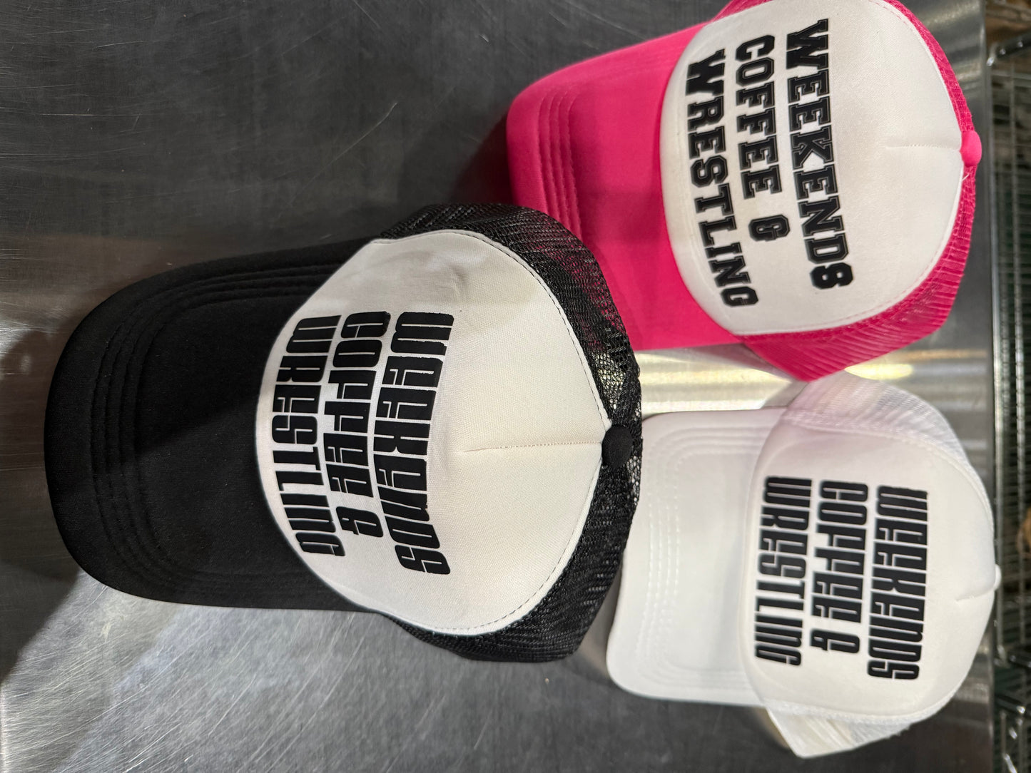 Weekends Coffee and Wrestling Assorted colors-Trucker Hats
